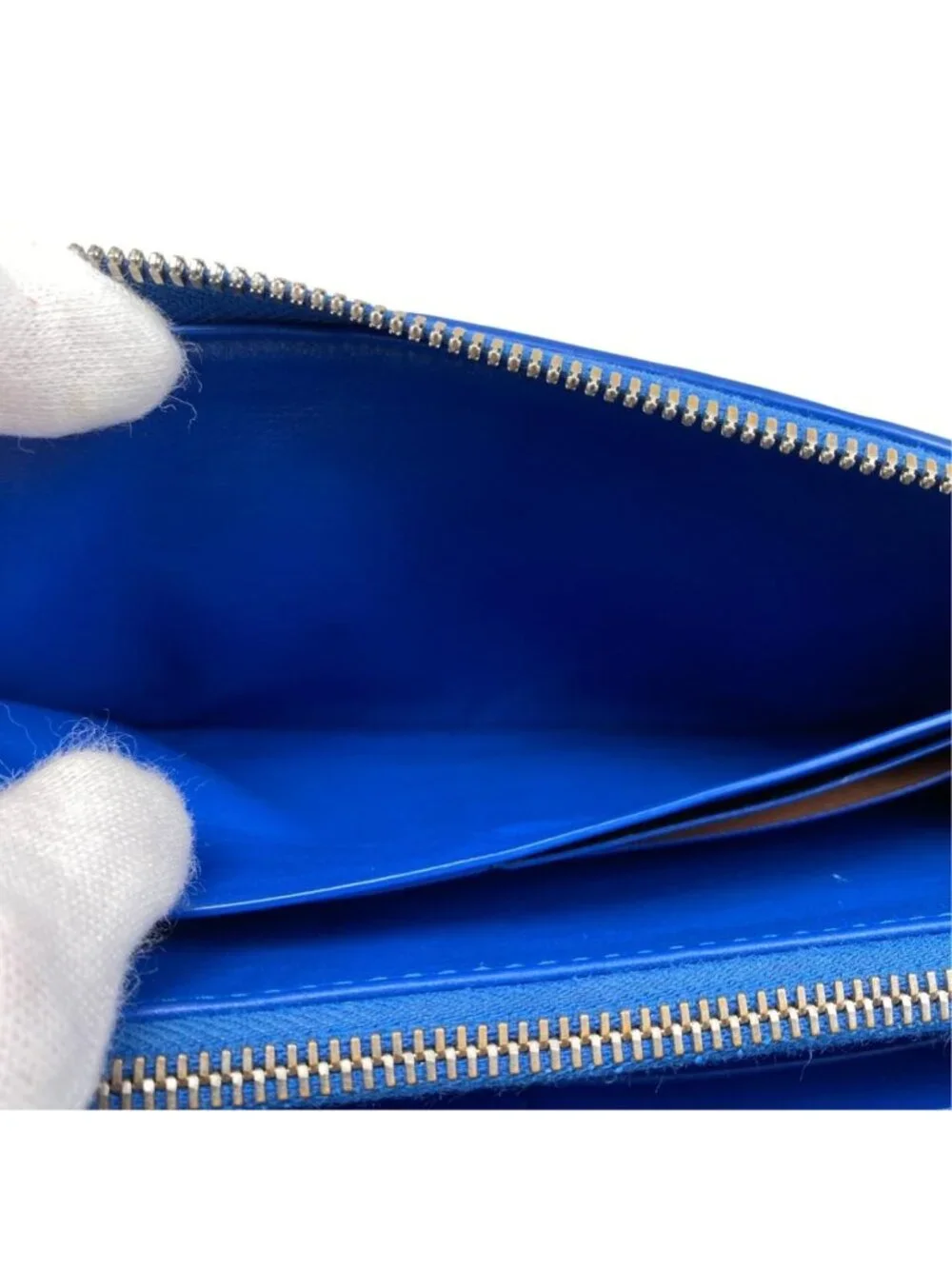 Bottega Veneta Wallet Maxi Intrecciato Cassette Zip Around Leather Blue